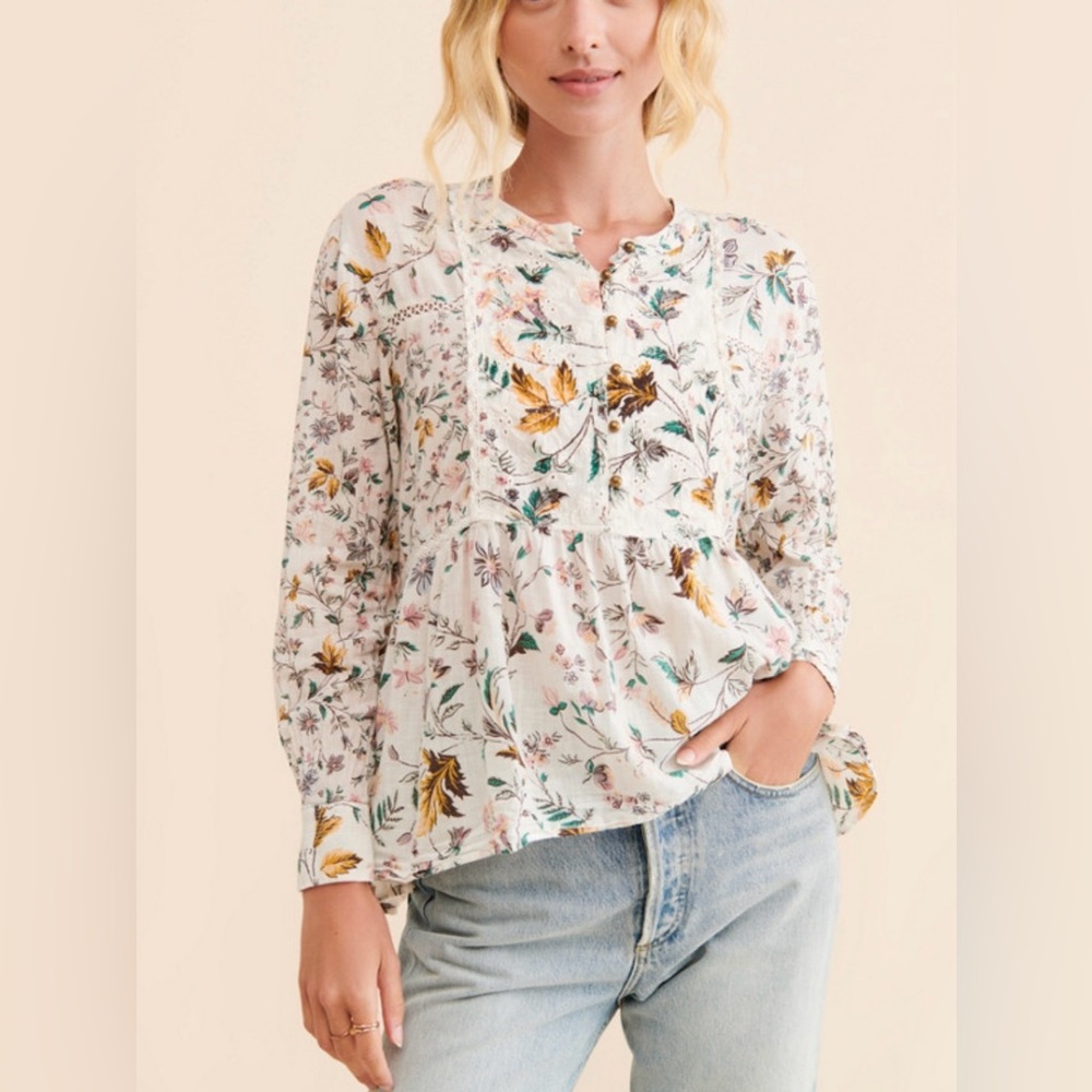 Anthropologie Ginevra Lace Babydoll Blouse.